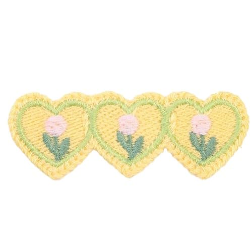 Parches de Bordado 30 Parches pequeños de Flores Ganchillo 3 x 7, cm, Bordados, for Planchar, Chinos, for Coser en Ropa, Vaqueros y Chaquetas(Lemon Yellow)