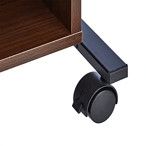 Amazon Basics Adjustable Standing Mobile Laptop Storage Shelves, Espresso cart, 21.5 x 15.7 x 30-45.3 INCHS