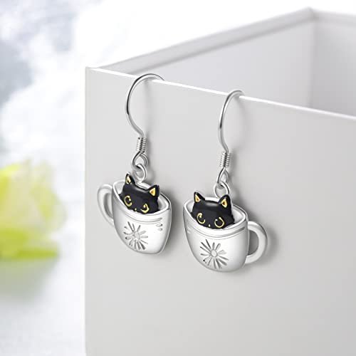 Black Cat Earrings 925 Sterling Silver Cute Aninmal Earrings Jewelry Gifts for Women4