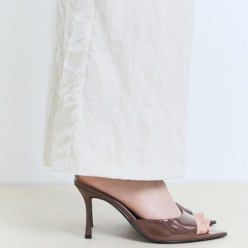 Image of YIYA Women's Open Pointed Peep Toe Mules Kitten Heels Stiletto High Heels Slide Sandals Summer Slip On Backless Dress Spring Summer Pumps Shoes
