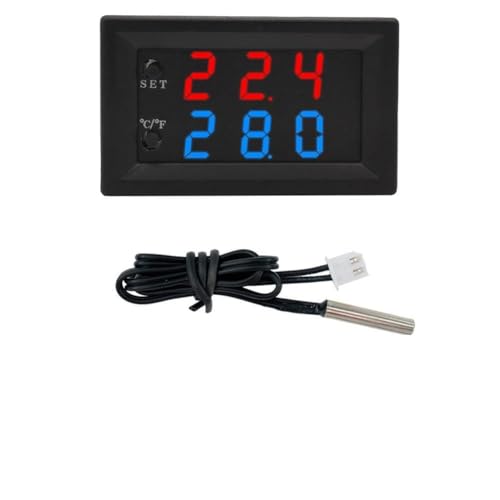 WIIYENA Digitaler Temperaturregler mit Sensor, 12 V Gleichstrom, Dual-Modus Celsius/Fahrenheit, -50 °C bis 110 °C Bereich für Schlüpfen, HLK und industrielle Nutzung WIIYENA Digitaler Temperaturregler mit Sensor, 12 V Gleichstrom, Dual-Modus Celsius/Fahrenheit, -50 °C bis 110 °C Bereich für Schlüpfen, HLK und industrielle Nutzung