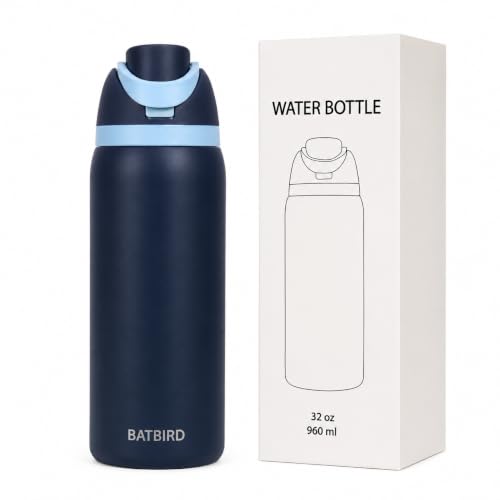 Image of Stainless Steel Water Bottle 32 oz with Flip Lid and Carry Loop (Royal Blue, 960 ml)