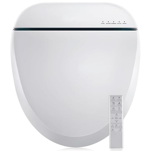 Aquonderful Bidet Toilet Seat 102DS-W, Round, Electronic Heated Seat with Unlimited Warm Water for Home Bathroom, Remote Control, Turbo Wash & Dryer, Night Light, Easy Install - Perfect for Family Use