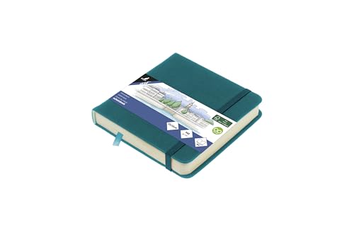 Image of Kangaro Sketchbook 12 x 12 cm Dark Turquoise PU Hard Cover 80 Sheets 140 g Cream Paper with Elastic Band and Ribbon
