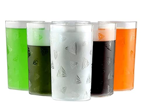 Image of TP INCORP Plastic Unbreakable Water,Juice, Drinking Glass Set Glass Set (250 ml, Glass) Glass Set (Blur Transparent Diamond Triangles, 6)