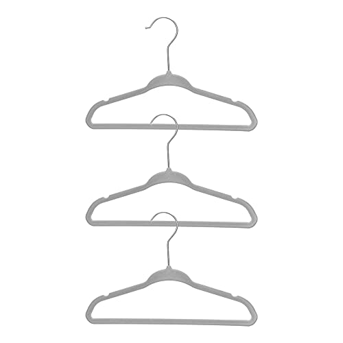 Conjunto Cabide Infantil de Veludo com Gancho Cinza 10pcs - Oikos