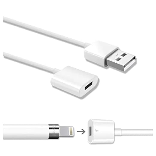 Design for Apple Pencil Charging Adapter Compatible with Apple Pencil 1st Generation,3.3FT iPencil 1 Gen Accessories Charger Cable Help for i Pad Extend Battery Life & Protect Charging Port (1 Pack)