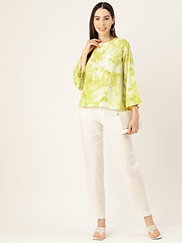 Image of Maaesa Rayon Top (X-Large, Green Off White)