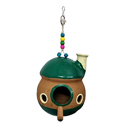 Image of Jainsons Pet Products Handmade Earthenware Bird Nest Bird House Breeding House for Sparrow, Budgies and Finches Eco Friendly for Garden Balcony Hanging