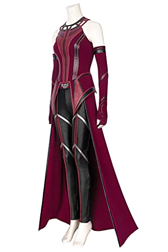 Image of Female Wanda Maximoff Cosplay Costume Scarlet Witch Headwear Cloak and Pants Full Set Outfit