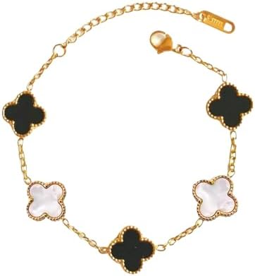 SALVE Clover Anti Tarnish Bracelet for Women Stylish | Stainless Steel Bracelet for Woman | Fashion Jewellery for Women Aesthetic Accessories for Girls Chain Bracelet Gold