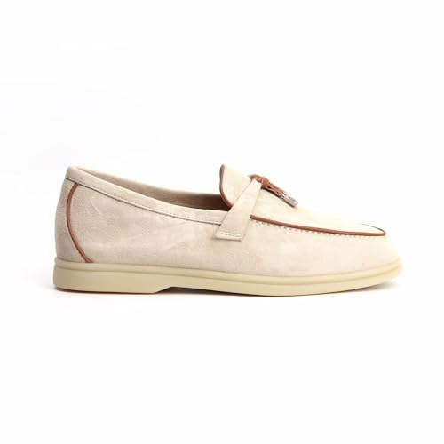 Image of XOBZJH Women's Leather Suede Loafers Flats - Slip-On Penny Loafers with Soft, Comfortable Driving & Dress Shoes for Casual Office Work All Day