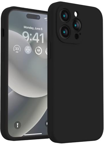 Image of Elzzi Microfiber Square Candy Case Compatible for iPhone 14 PRO MAX, Shockproof Slim Back Cover Gel Rubber Liquid Silicone Case - Black
