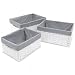 W.C. Redmon 3-Piece Basket Storage Set with Grey Liners in White