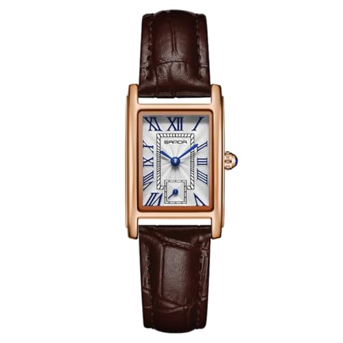 Image of Poshi Sanda Premium White Brass Sqaure Dial Watch | 200mm Rose Gold Stainless Steel Strap Quartz Watch for Women