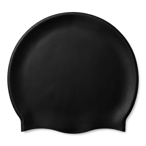 Image of Burnlab Silicone Swimming Cap for Pool Training and Daily Use, Comfortable Stretch Fit, Adult (Black Flame)