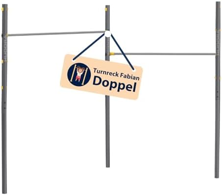 HUDORA Turnreck Fabian Standard/Pro - einfache/doppelte Turnstange für Kinder & Erwachsene - 4-fach höhenverstellbare Gymnastikstange - belastbare Outdoor-Fitnessstange für bis zu