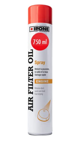 IPONE – Huile en Spray pour Filtres à Air en Mousse Moto - Air Filter Oil Spray 750 mL – Regain de Puissance - Protection Moteur - Pulvérisation Large et Homogène - Application Facile - Couleur Bleue