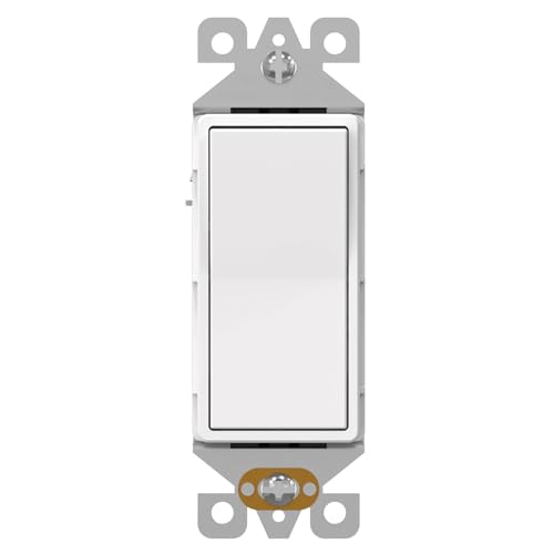 AIDA 1 Pack 3 Way Rocker Decora Light Switch, 15 Amp Self-grounding Electrical Light Switches, Residential Grade, UL Listed, Matte White