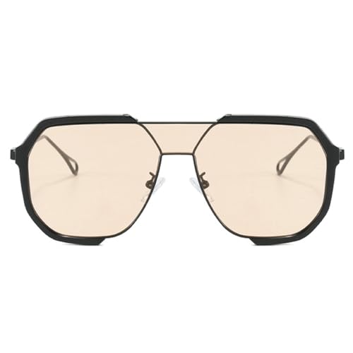 Retro Double Bridges Women Pilot Sunglasses Fashion Metal Eyewear Trending Hollow Brown Yellow Sun Glasses Men Shades