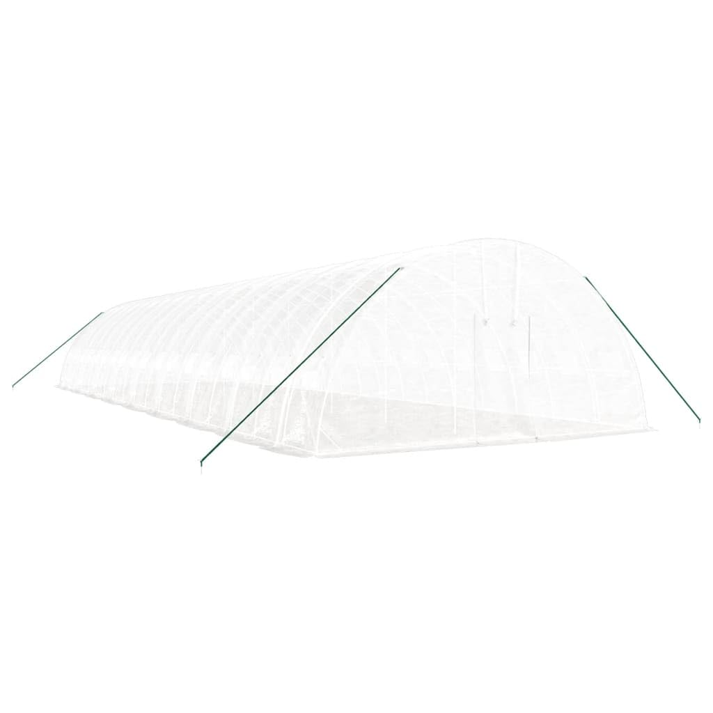 Serra con telaio in acciaio bianco, 108 m², 18 x 6 x 2,85 m, per il giardinaggio hobby, resistente alle intemperie, robusta casetta per piante con ventilazione e ampio spazio interno