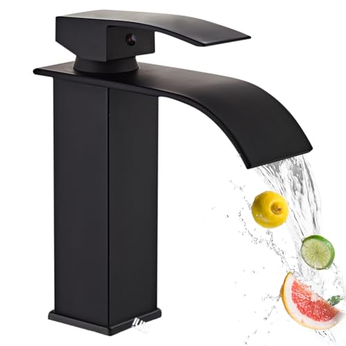 Robinet de Salle de Bain Noir : Robinet Cascade,...