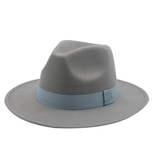Felt Fedora Hat Classic Winter Hats For Women Men Panama Cap For Formal Dress Church Wedding Decor Sombreros Sky Blue #TOP6