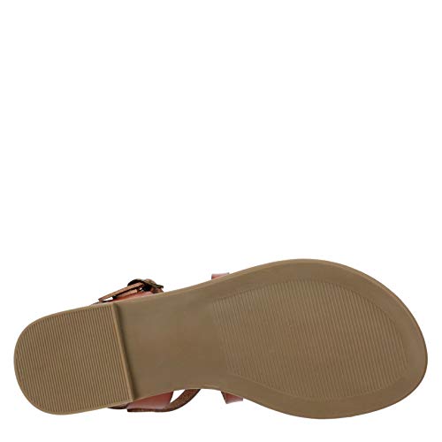 Xappeal Clarissa - Women's Strappy Open Toe Gladiator Flat Sandals With Ankle Strap Brown, Size 7.5 Medium Width #TOP5