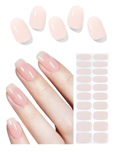 Unghie Gel Adesive UV, Rosa nude effetto gelatina 20 PCS