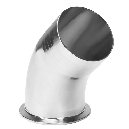 Image of DERNORD Sanitary Hose Barb Pipe Fitting 3 inch Tri Clamp (91MM Ferrule) 45 Degree Elbow Tube OD 3 inch /76MM