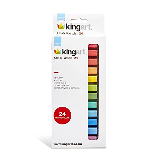 Kingart Square Pastels Chalk 24-Pieces, Vivid Colors, Starter Set Pastel Sticks For Craft Projects, Drawing, Blending, Layering & Shading, Non-Toxic Art Supplies #TOP1