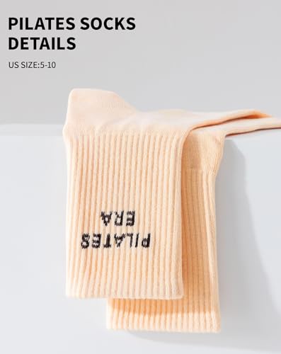 Image of Yawlsow Pilates Grip Socks for Women Yoga Grippy Socks Cute Barre Non Skid Athletic Crew Sticky Sock Workout Hospital
