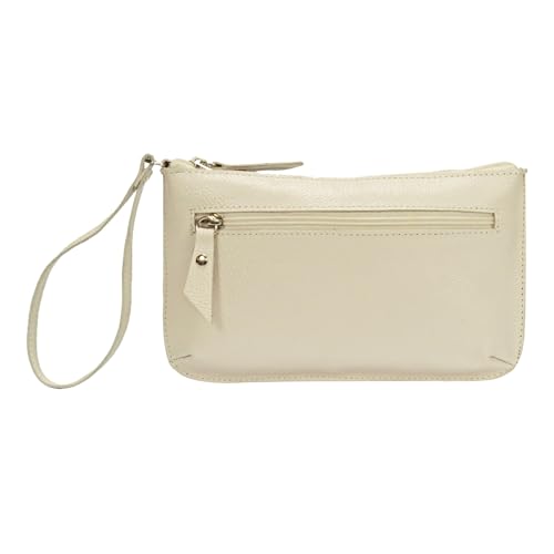 Clutch Carteira Bolsa de Mao e Porta Celular Feminina em Couro Legítimo MDXP046 (Off White)