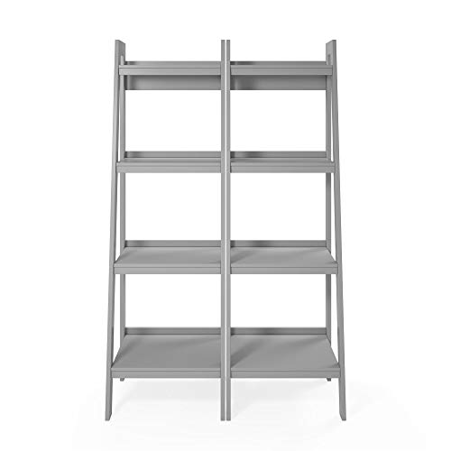 Ameriwood Home Lawrence 4 Shelf Ladder Bookcase Bundle, Dove Gray