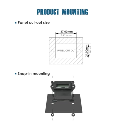 Runleader LCD Hour Meter,AC/DC 4.5V to 60V, Data Storage & Waterproof Design for Club Car Forklift Go-Kart Lawn Mower Sawmill etc.