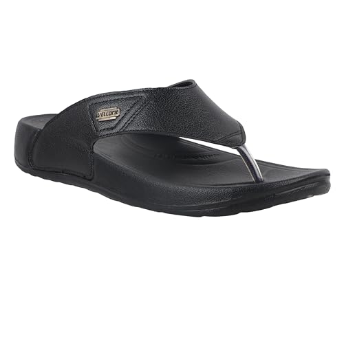 Image of WELCOME Soft Men's Slippers with Cushion FootBed for Adult | Comfortable & Light Weight | Stylish & Anti-Skid | Waterproof & Regular Flip Flops for Gents /Boys