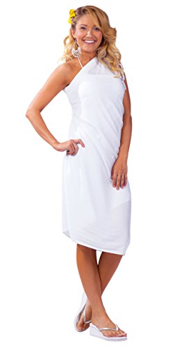 1 World Sarongs Womens Solid Swimsuit Cover-Up Sarong in White