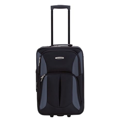 Image of Rockland Fashion Softside 2 Piece Luggage Set, Expandable, (14 inch Tote /19 inch Upright), Black Gray