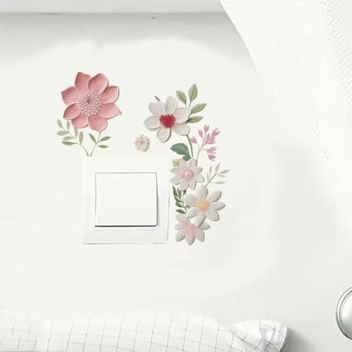 3Pièces Interrupteu Décoratif Stickers Floral Autocollant en PVC – vue 2