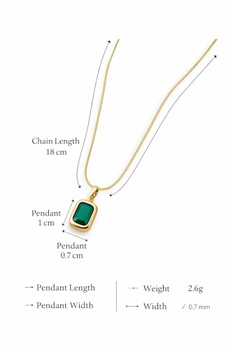 Image of Gold-Plated Teal Green Crystal Pendant Necklace for Women | Anti-Tarnish Chain for Girls | Stylish Jewellery Gift for Her