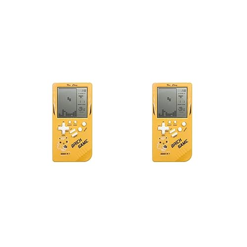 2 set console di gioco portatile palmare giocatori di gioco regalo infanzia giallo, 14x7x1.5 cm