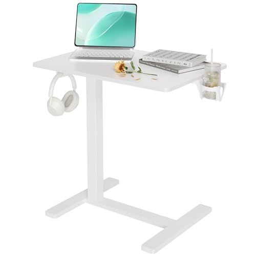 Image of Claiks Mobile Rolling Desk Small Portable Laptop Cart Bedside, 28 inch White