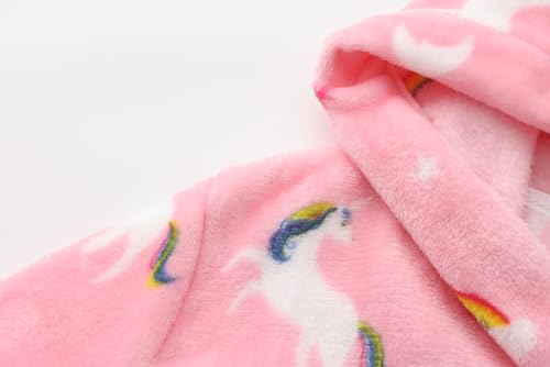Image of Girls Fleece Robe Boys Hooded Bathrobe Soft Flannel Robe For Kids