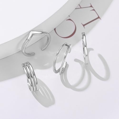 Ritach 925 Sterling Silver Plated Minimalist Toe Rings Set 14K Gold Plated Simple Open Adjustable Band Toe Rings for Women Beach Foot Jewelry for Summer3