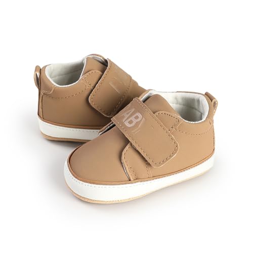 Image of HsdsBebe Baby Boys Girls Pu Leather Hard Bottom Walking Sneakers Toddler Rubber Sole First Walkers Infant Cartoon Slippers Crib Shoes