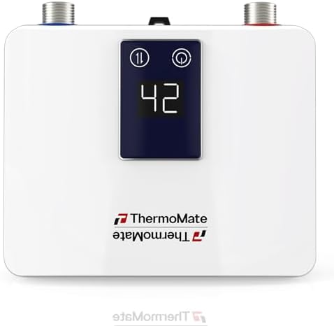 ThermoMate Mini Durchlauferhitzer 5,5kW für Handwaschbecken ohne Stecker | Elektrisch Klein Warmwasserbereiter für Küche und Badezimmer, Druckfest, Platzsparend, 230V