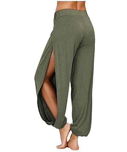 Damen Haremshosen Leichte Sommerhose mit Schiltze Sexy Luftige Hose mit Gummizugbund für Yoga Pilates Freizeit Strandhose für heißen