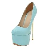 pumps 16 cm absatz extrem plateau high heels MISSUIT Damen Extreme High Heels Plateau Stiletto Pumps Platform 16cm Absatz Pfennigabsatz Schuhe(Blau,41)