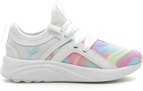 PUMA Soft Sophia Swirl AC (Little Kid) Puma White/Island Paradise/Pink Glimmer 1.5 Little Kid M