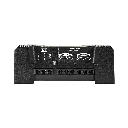 PRV Audio QS400.4 2 Ohm Mini Compact 4 Channel Car Audio Amplifier 4 x 100 Watts RMS at 2 Ohm - 400 Watt Amp Stereo 12 Volts Amp Class D Full Range Bridgeable